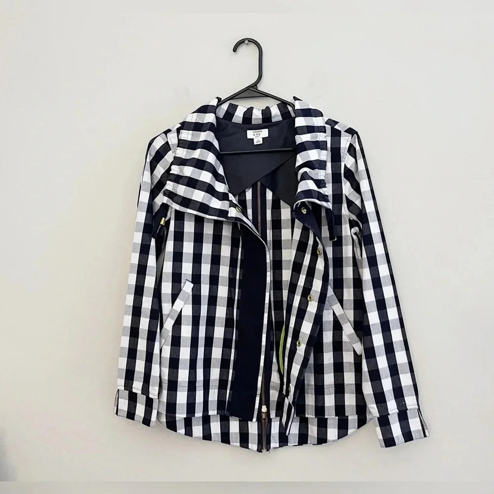 Crown & Ivy plaid jacket petite small preppy classic light academia gingham - Picture 3 of 5